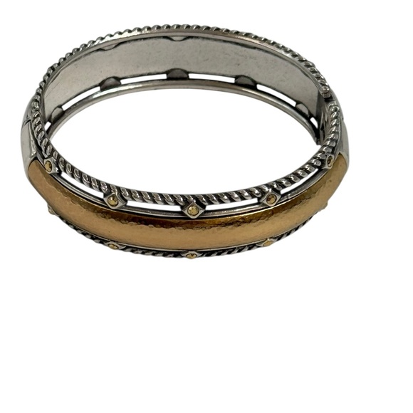 Brighton Jewelry - Brighton Unity Bangle Bracelet silver and gold-tone and a hinged opening 6.25”